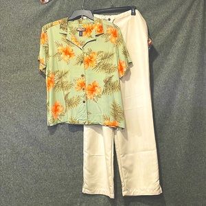 NWT/NWOT Hawaiian shirt & pant set, women XL/1X